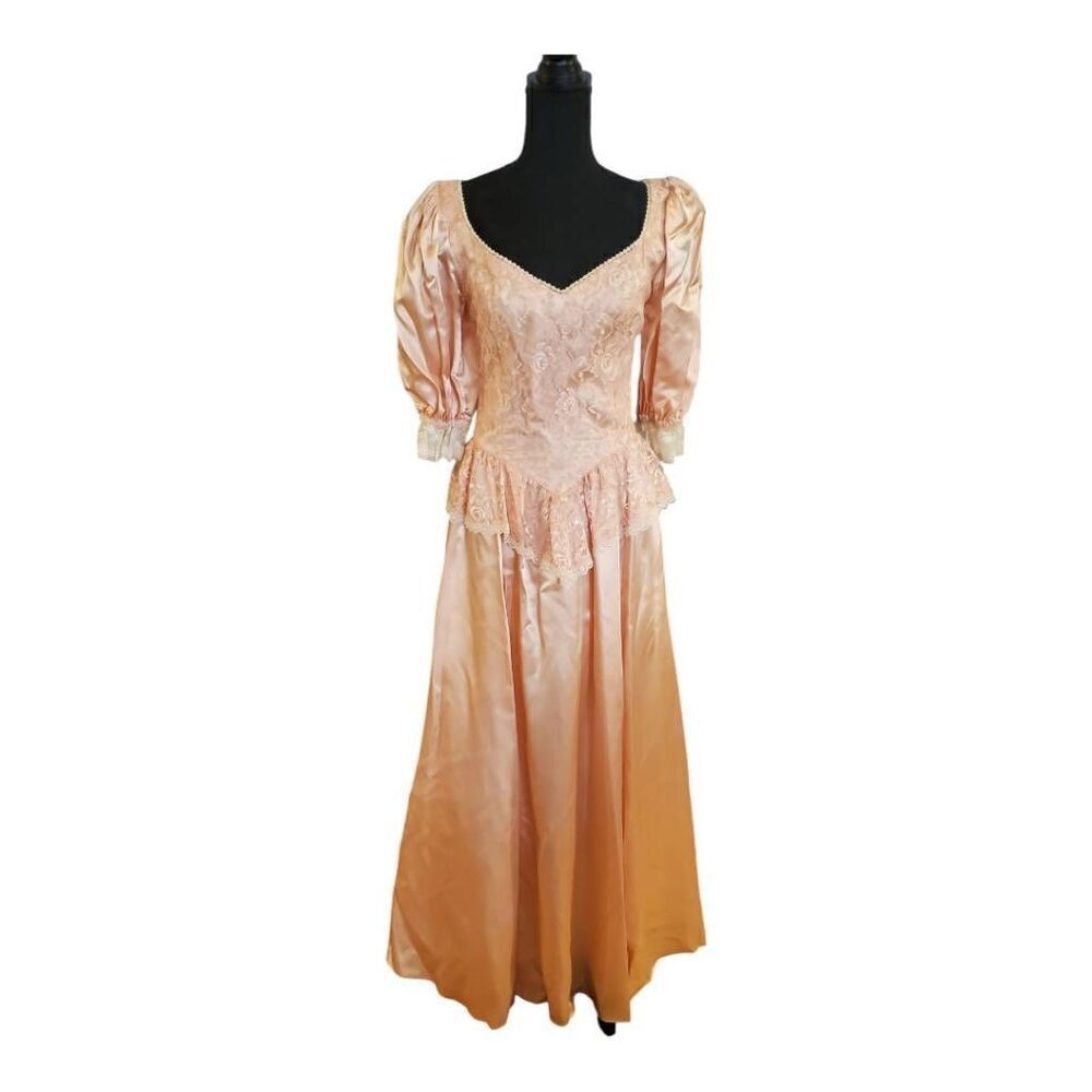 Vintage Gunne Sax Pink Satin Dress‎ Jessica McClintock